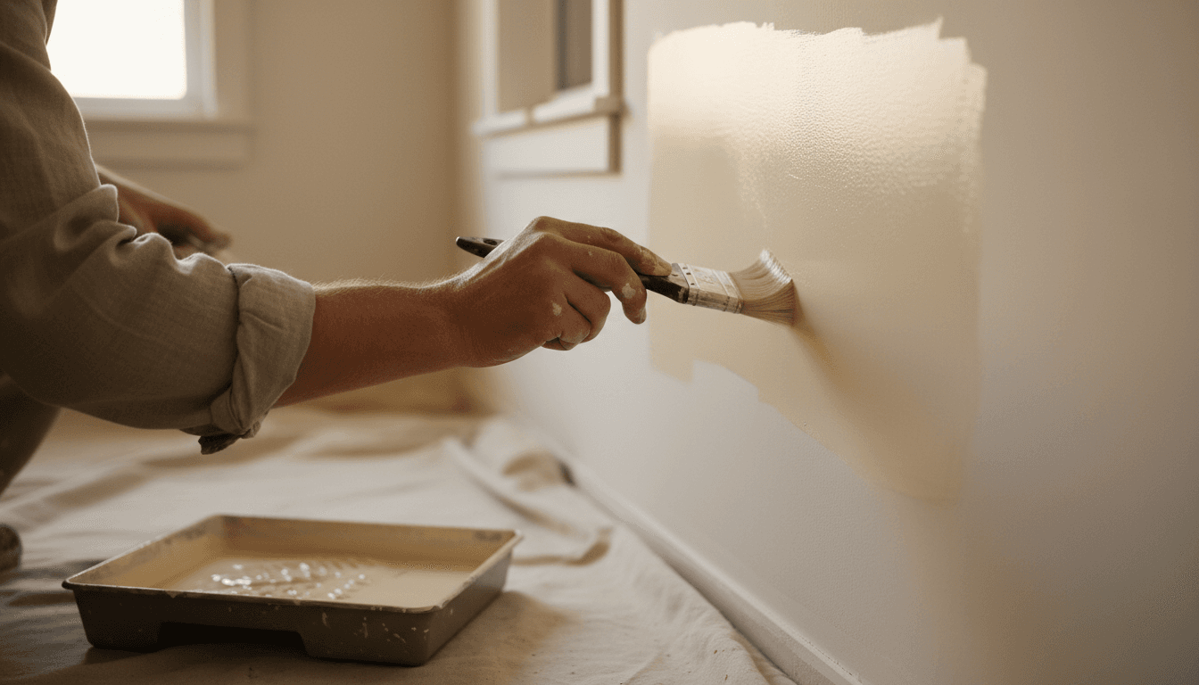 Professional painter applying premium paint with careful attention to detail