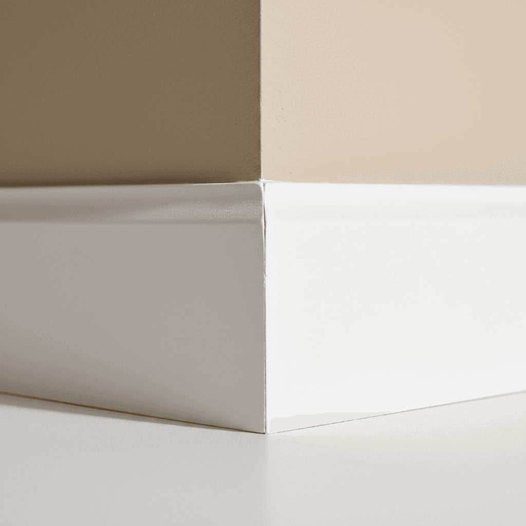 Interior trim and baseboard painted white