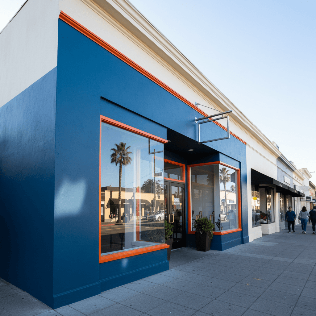 Commercial storefront with fresh paint finish