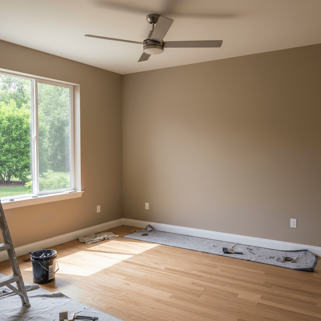 Fresh interior room painted with neutral finish