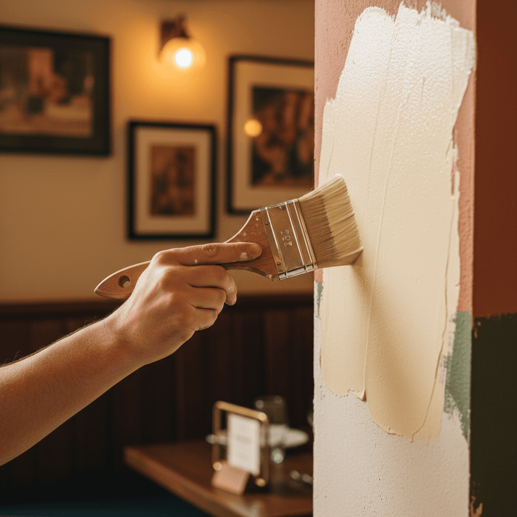 Restaurant interior painting detail