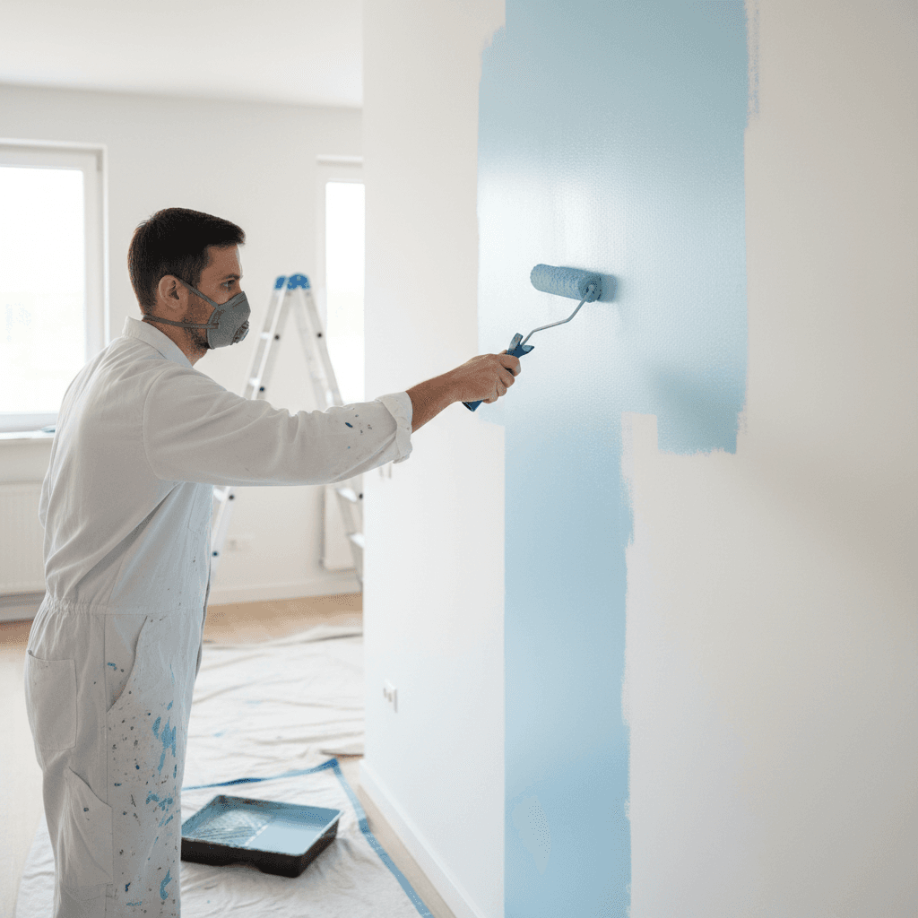 Professional painter applying quality paint with precision