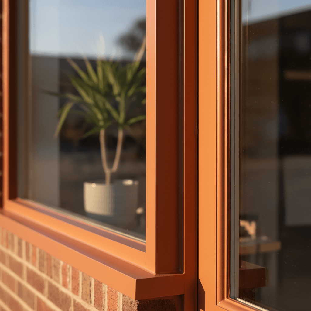 Commercial storefront trim with precision paint finish